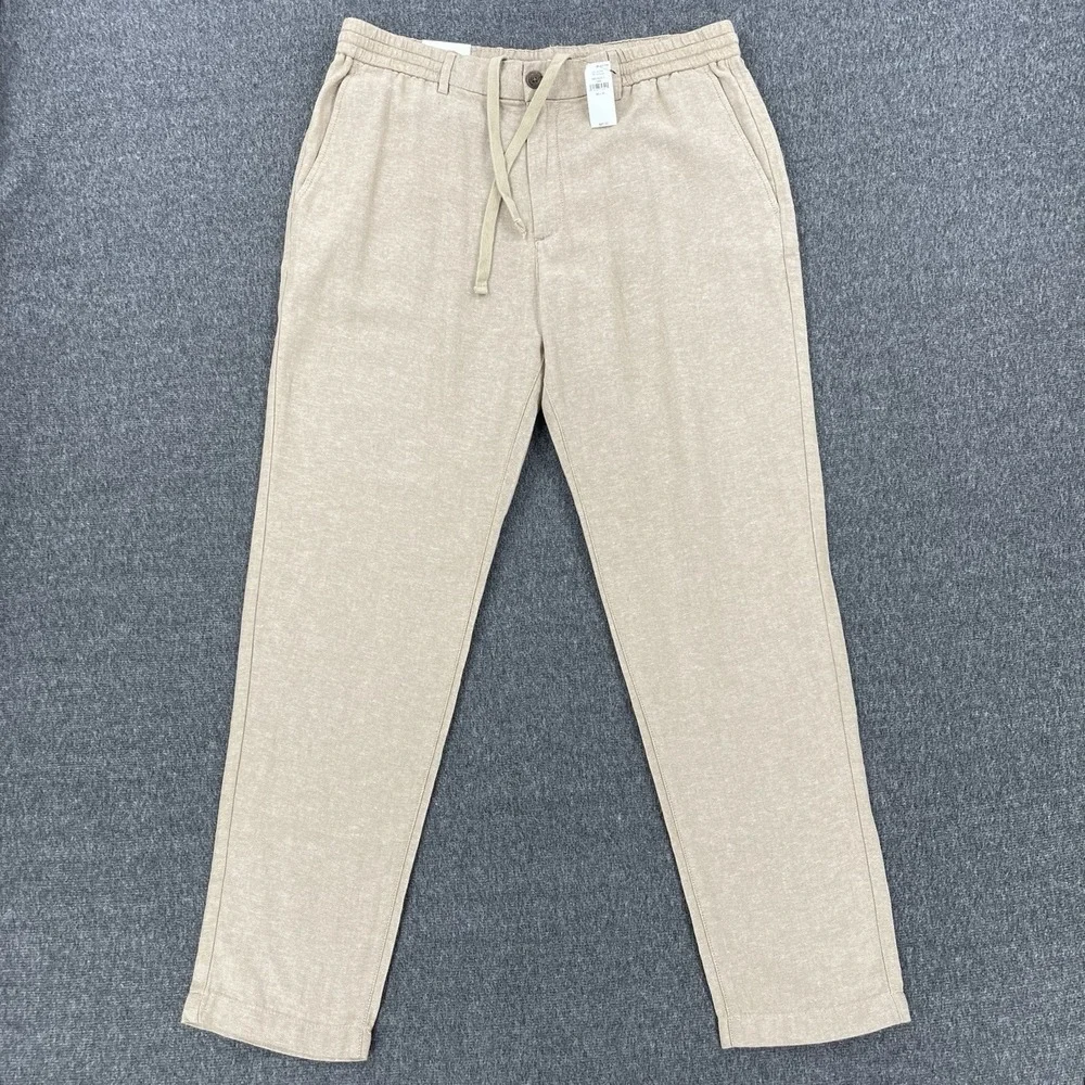 Banana Republic Linen Pants Mens 34x32 (Fit 34x29) Beige Athletic Tapered NWT
